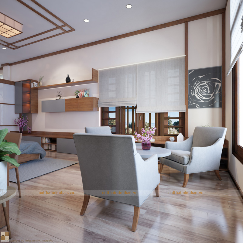 Thiết kế nội thất văn phòng công ty Sông Hồng – Vĩnh Phúc phòng ngủ thư giãn