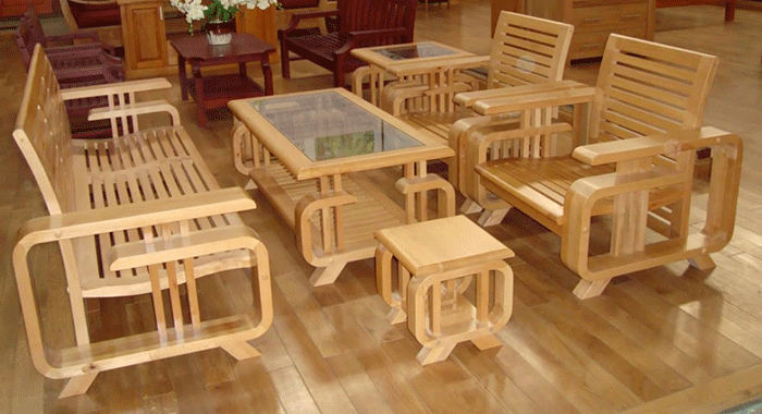 Gỗ veneer sồi còn được dùng để làm bàn ghế tiếp khách