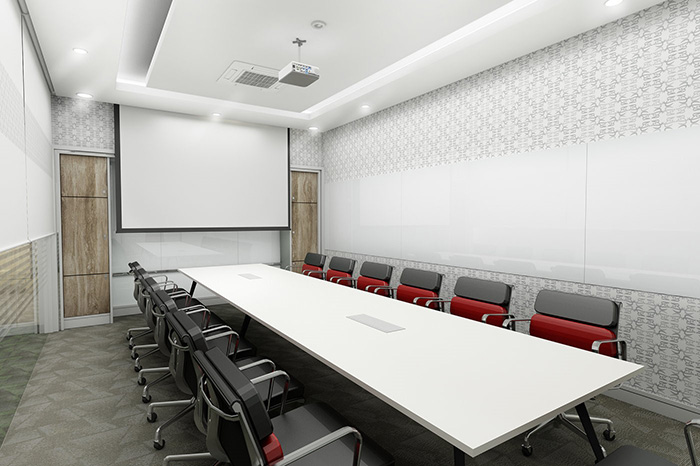 Mẫu phòng họp thiết kế đơn giản, rộng rãi được đặt ở tầng 2 của tòa nhà 