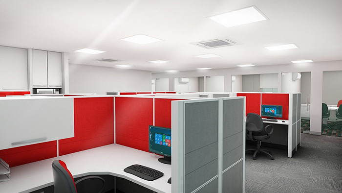 Mẫu Văn phòng làm việc chung của nhân viên được thiết kế hiện đại trong nhà 2 tầng