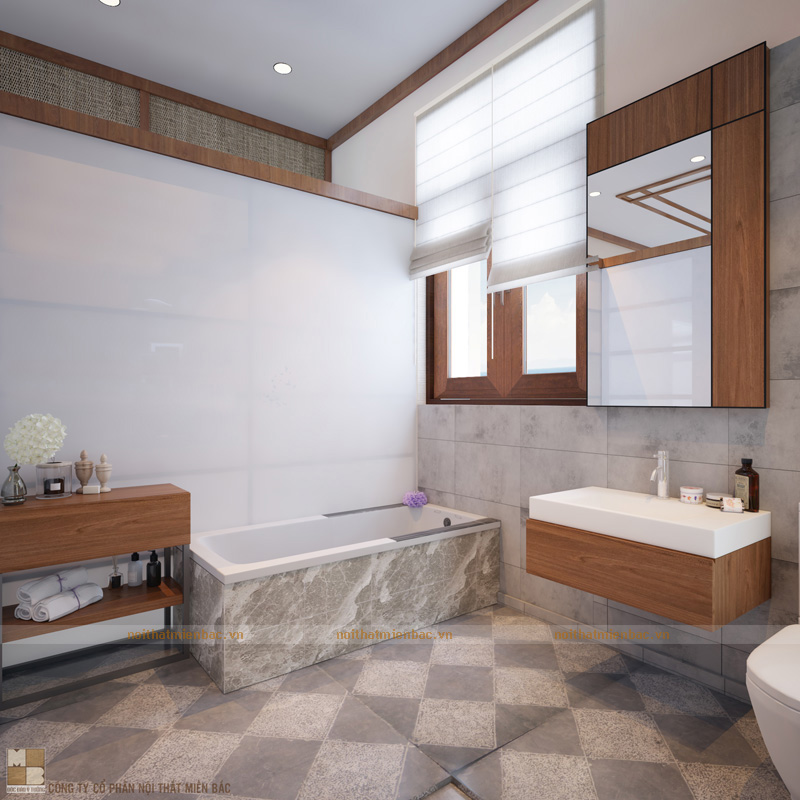Thiết kế nội thất văn phòng công ty Sông Hồng – Vĩnh Phúc phòng vệ sinh tiện dụng