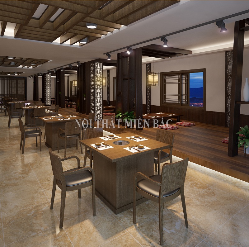 Mẫu thiết kế nội thất nhà hàng Hàn Quốc với không gian mở độc đáo, chuyên nghiệp - view3