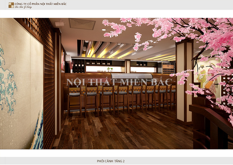 Thiết kế nội thất nhà hàng Nhật Washi tầng 2