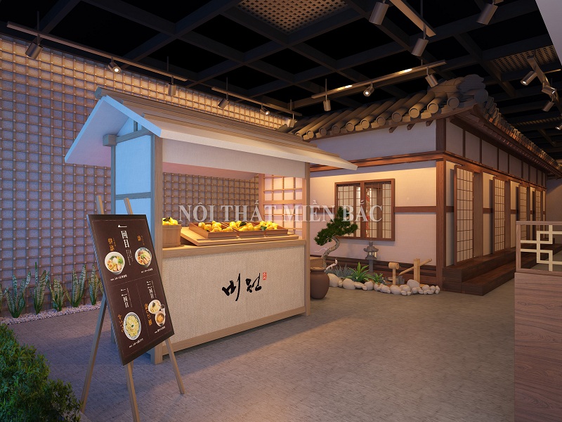 Thiết kế nhà hàng Nhật Bản khu vực quầy thực phẩm gợi nét thôn quê mộc mạc - View2