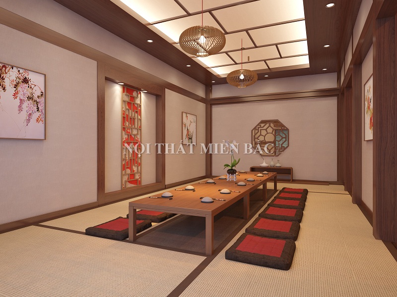 Thiết kế nội thất nhà hàng Nhật Bản tạo không gian phòng VIP sang trọng, mộc mạc - View2