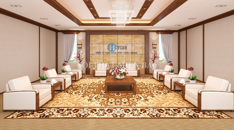 Thiết kế nội thất phòng khánh tiết Công ty Gang thép Tuyên Quang - Background ấn tượng