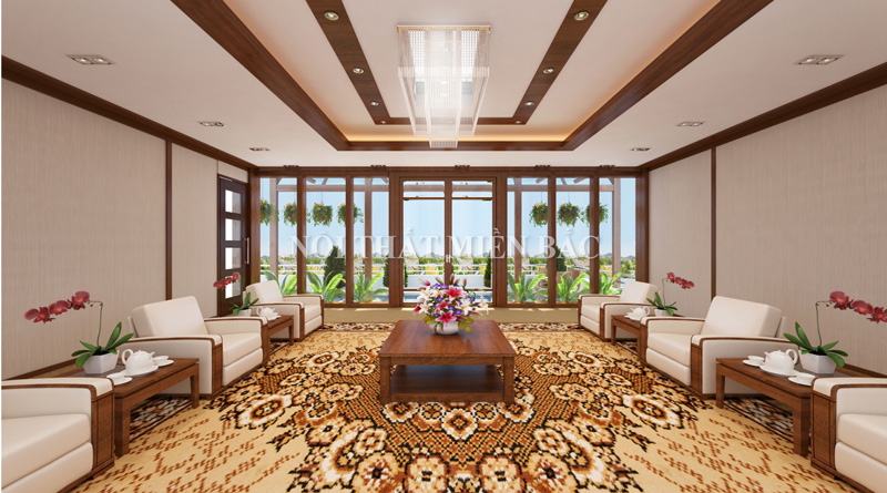 Thiết kế nội thất phòng khánh tiết Công ty Gang thép Tuyên Quang - Tổng quan thoáng đãng, lịch lãm