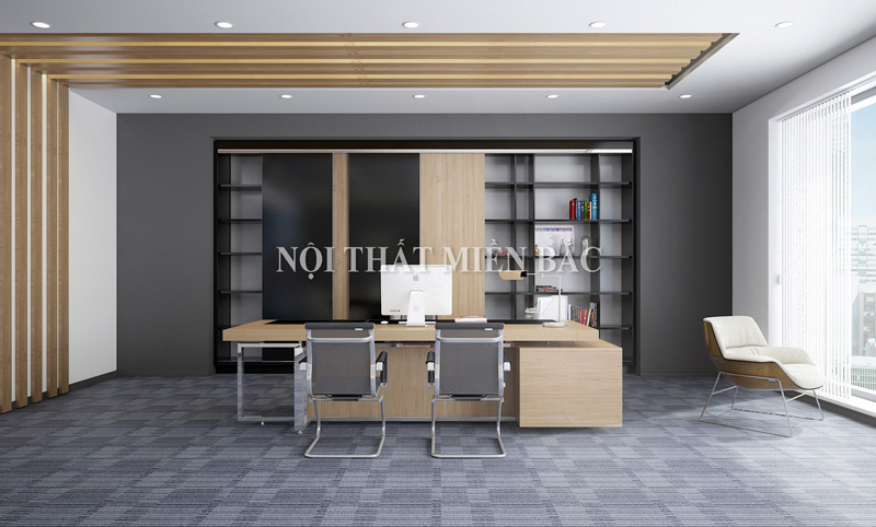 Thiết kế nội thất phòng Tổng giám đốc ECOBA ấn tượng với phong cách bất đối xứng - view1