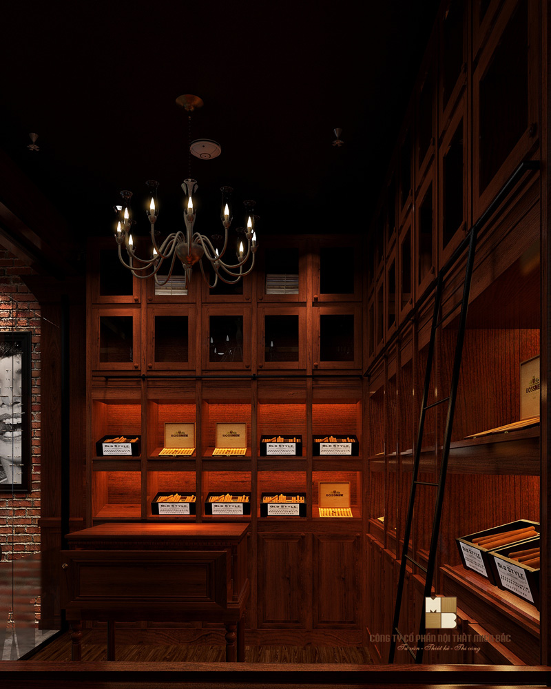 Thiết kế nội thất phòng trưng bày Cigar không gian cuốn hút