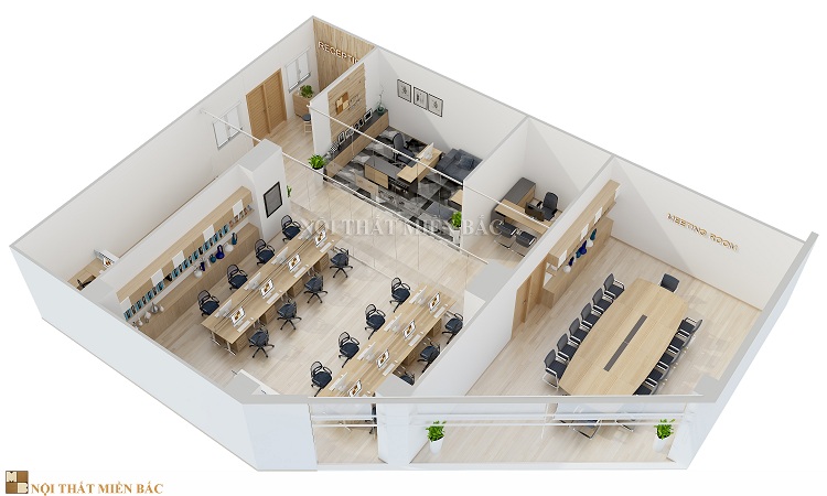 Thiết kế văn phòng VPMB04 - tổng quan không gian nội thất văn phòng