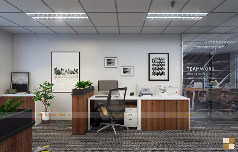 Thiết kế nội thất văn phòng Công ty Ích Nhân không gian phòng làm việc thoáng đãng
