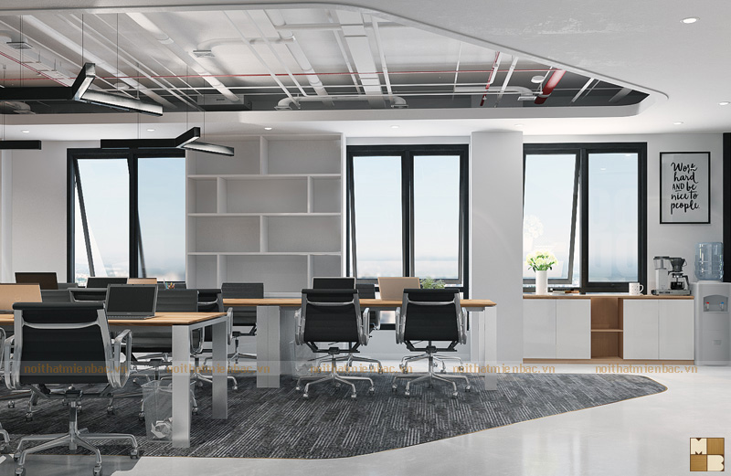 Thiết kế nội thất văn phòng làm việc tận dụng tối đa ánh sáng tự nhiên