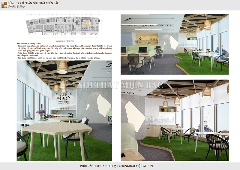 Thiết kế nội thất văn phòng hiện đại, cao cấp Đại Việt Group - khu sinh hoạt phòng dự án1