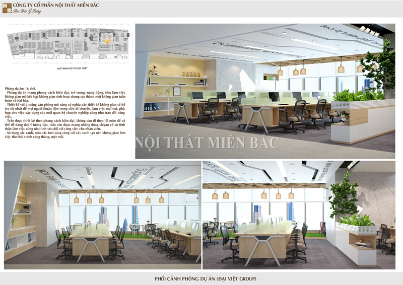 Thiết kế nội thất văn phòng hiện đại, cao cấp Đại Việt Group - phòng dự án1