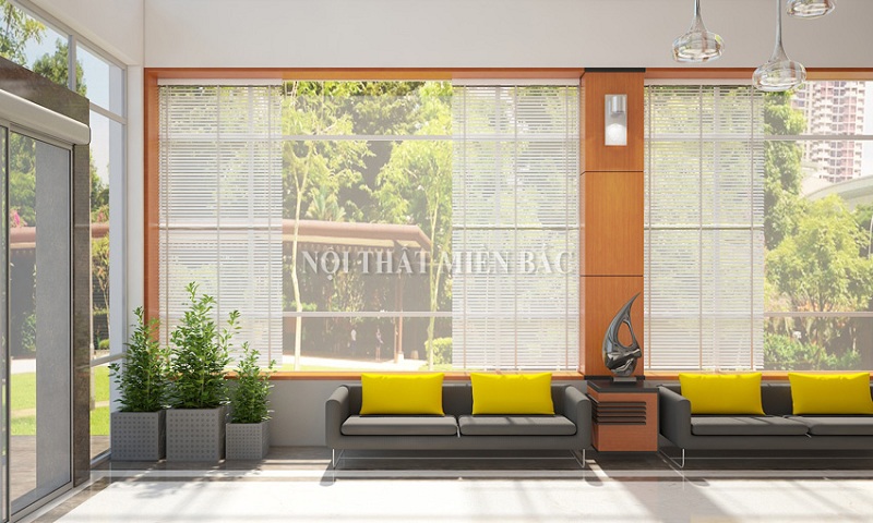 Thiết kế nội thất văn phòng hiện đại phong cách mở - khu vực sảnh lễ tân ấn tượng - view2