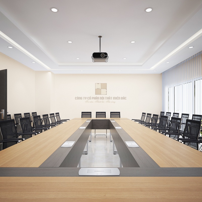 Thiết kế nội thất phòng họp hiện đại Công ty Công nghệ CAD/CAM với bàn họp lớn thể hiện đẳng cấp - H2