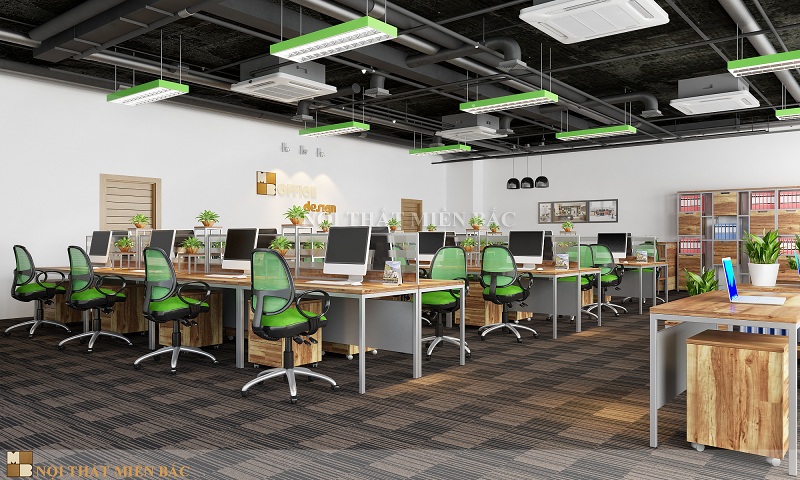Điểm xanh thị giác trong thiết kế nội thất văn phòng làm việc không gian xanh