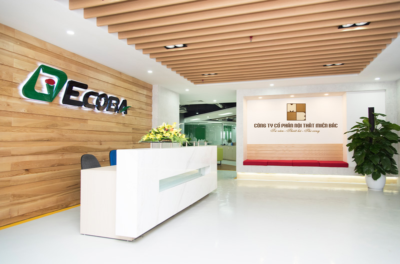 Thiết kế thi công nội thất văn phòng cao cấp ECOBA - khu lễ tân - H2