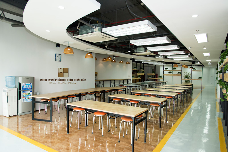Thiết kế thi công nội thất không gian phòng ăn trong văn phòng làm việc hiện đại ECOBA