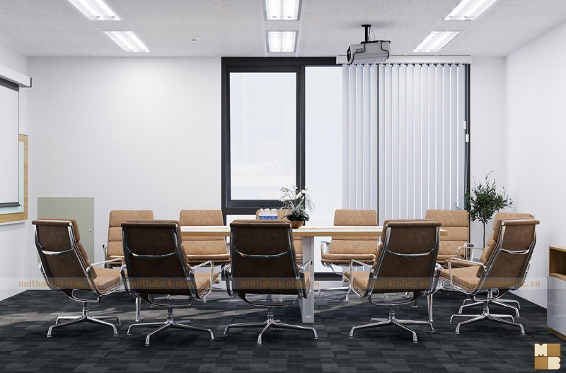 Thiết kế văn phòng trọn gói không gian phòng họp sử dụng tone màu hài hòa