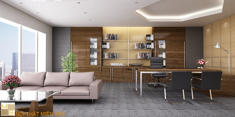 Thiết kế nội thất văn phòng cao cấp đẹp tinh tế dành cho người lãnh đạo