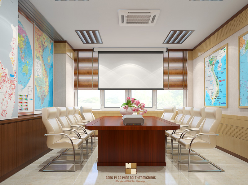 Thiết kế nội thất phòng họp sang trọng chi phí thấp