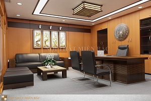 Thiết kế phòng giám đốc sang trọng với nội thất gỗ veneer cao cấp